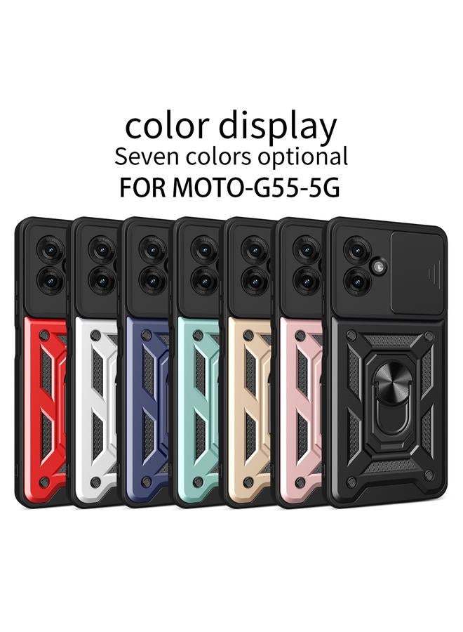 إيروريكس جراب لهاتف Motorola Moto G55 بتصميم غطاء كاميرا منزلق من مادة TPU الهجينة لهاتف الكمبيوتر الشخصي - Image 2