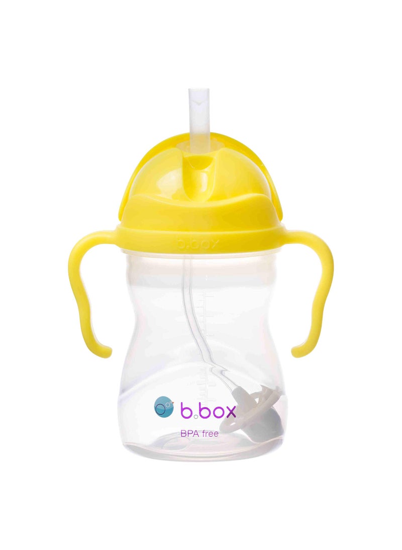 b.box bbox Sippy Cup with Weighted Straw Drink from any Angle Leak Proof Spill Proof Easy Grip BPA Free Dishwasher Safe For Babies 6m to Toddlers Lemon 8oz 