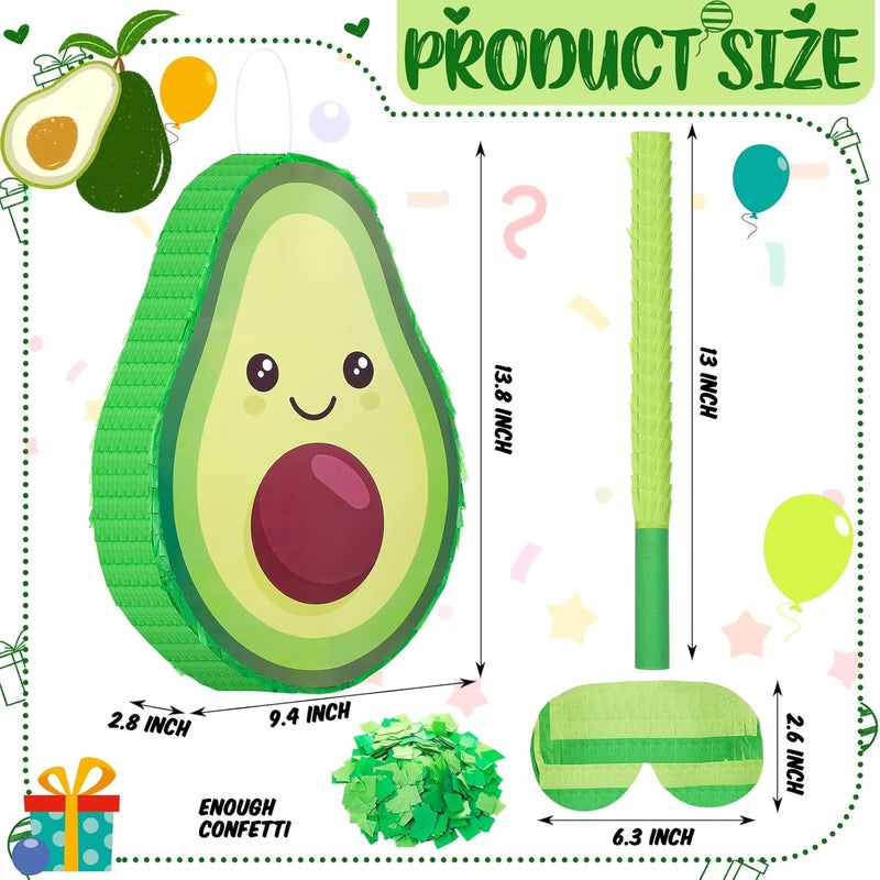 Sratte Sratte Avocado Piata Decorations  16 x 11 x 3 Inch Fruit Avocado Piata with Stick for Gender Reveal Baby Shower Birthday Party Fruit Theme Party Game Activity - Image 2