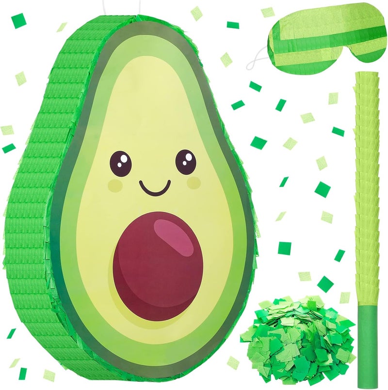 Sratte Sratte Avocado Piata Decorations  16 x 11 x 3 Inch Fruit Avocado Piata with Stick for Gender Reveal Baby Shower Birthday Party Fruit Theme Party Game Activity - Image 1