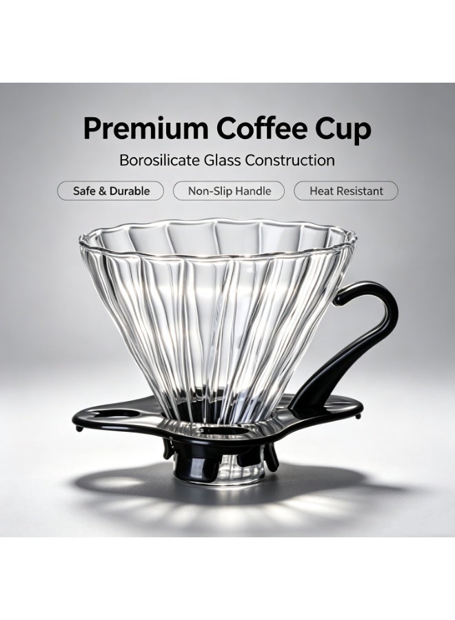 2pcs-Manual Coffee Drip Filter With Holder Clear/Black 8x9cm，Pour-Over Coffee Kettle Made Of High-Borosilicate, Heat-Resistant Glass，Sophisticated , Premium Style - Image 5