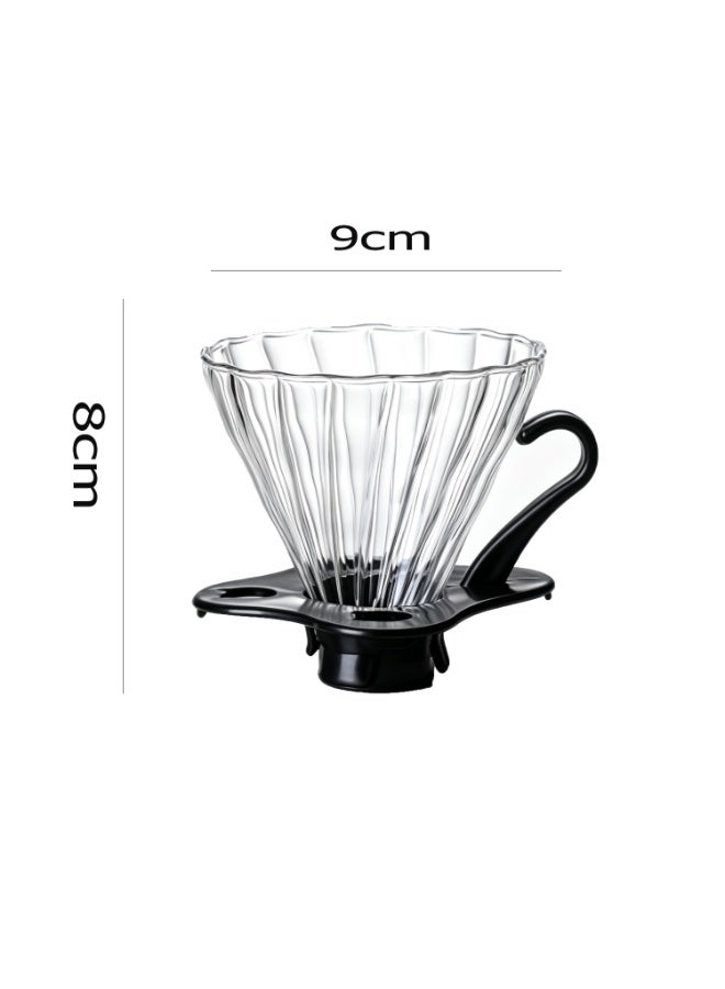 2pcs-Manual Coffee Drip Filter With Holder Clear/Black 8x9cm，Pour-Over Coffee Kettle Made Of High-Borosilicate, Heat-Resistant Glass，Sophisticated , Premium Style - Image 2
