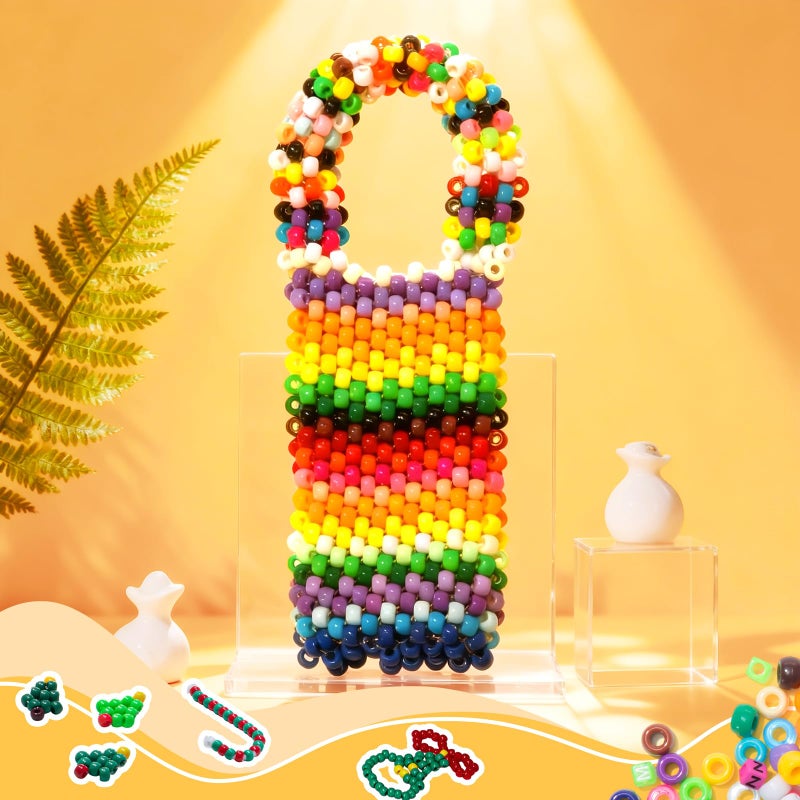 Simetufy 1200 Pcs Plastic Pony Beads for Bracelet Making, Multi-Colored Beads for Hair Braiding DIY Crafts Kandi Jewelry Key Chains and Ornaments Decorations 24 Assorted Colors - Image 5