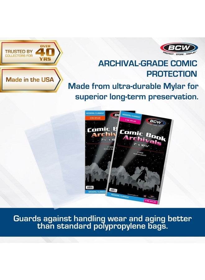 BCW Current/Modern Comic Mylar Archivals - 2 MIL - 100 Count Pack | Archival Comic Book Bags | Standard Size 7 x 10.5 Inches, Secure 1.5 Inch Flap | Protective Covers for Comic Book Collectors - Image 2