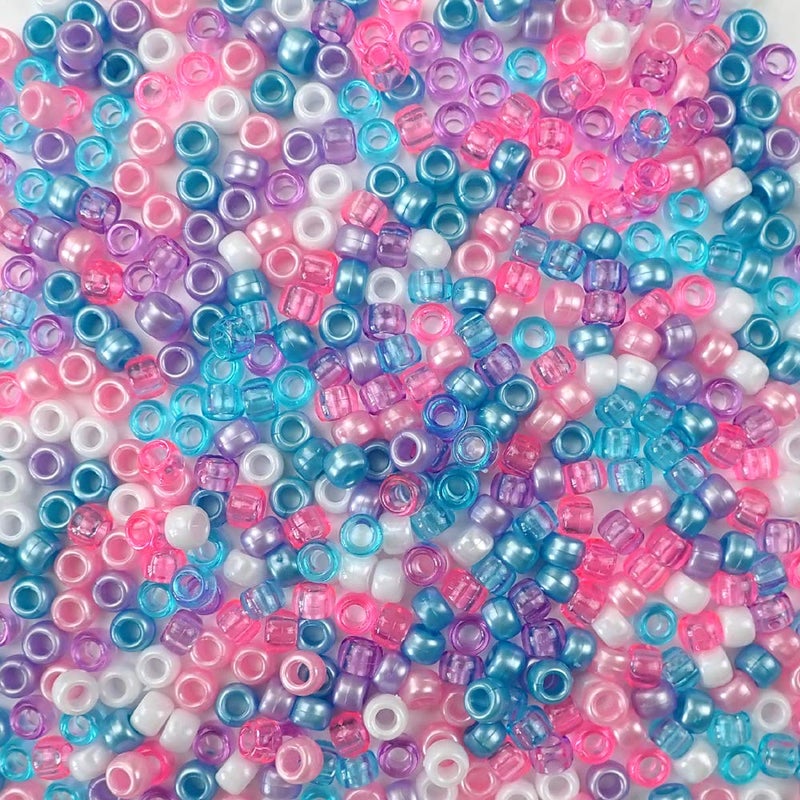 Unicorn Pastel Mix Pony Beads Made in USA 6 x 9mm Plastic Craft Beads for Banners Concert Festival Bracelets Necklaces Key Chains  Jewelry Hair braiding Arts  Crafts Bulk 1000 Beads