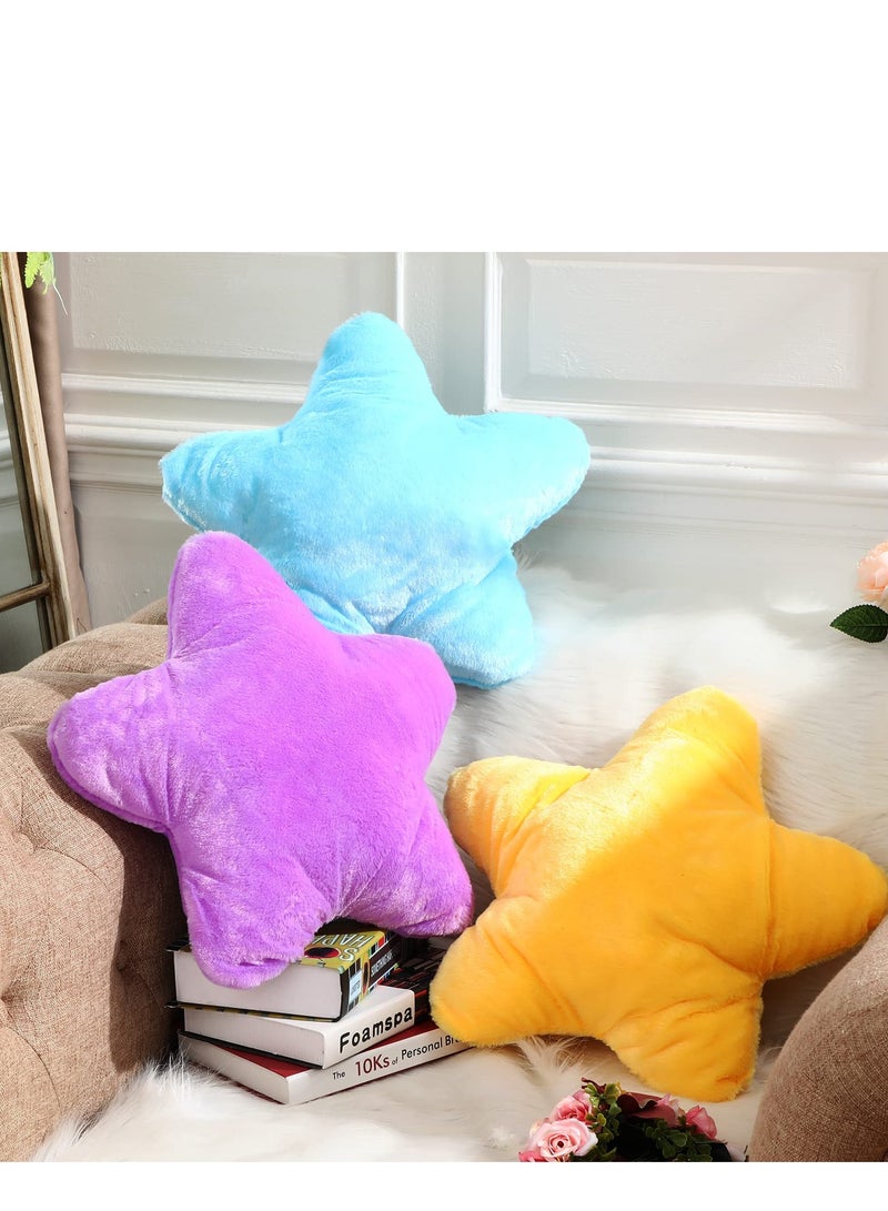 3 Pack Star Fluff Pillow,Throw Pillow   Cushion Pillow,Seating Cushion, Decorative Throw Pillow Star Pillow Aesthetic Fun Star Shaped Pillow for Bedroom Sofa Chairk,15.7in(Blue Violet Yellow)  - Image 5