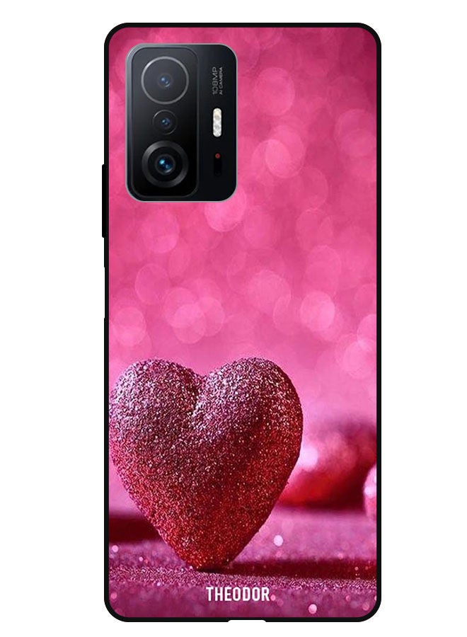 Theodor Protective Case Cover For Xiaomi 11T/11T PRO     Dark Pink Gliter Heart - Image 1