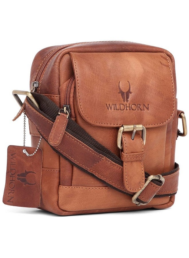 WildHorn Genuine Leather Mini Sling Bag for Men | Compact, Durable & Stylish | Buckle Closure | Front Zip Pocket | 1-Year Warranty - Image 1