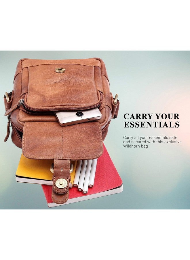 WildHorn Genuine Leather Mini Sling Bag for Men | Compact, Durable & Stylish | Buckle Closure | Front Zip Pocket | 1-Year Warranty - Image 5