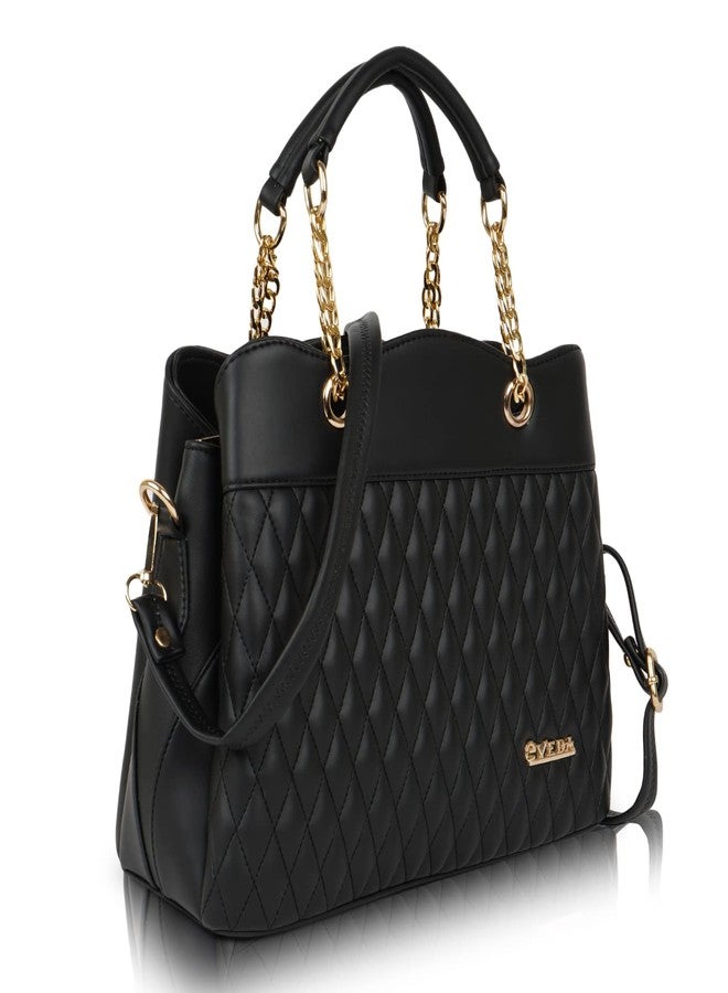 EVEDA Synthetic Vegan Leather Classic Chain Strap Top Handle Handheld Shoulder Crossbody Water Resistant Handbag For Women - Image 1