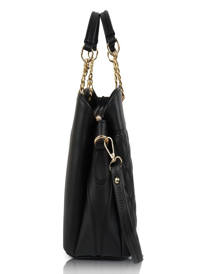 EVEDA Synthetic Vegan Leather Classic Chain Strap Top Handle Handheld Shoulder Crossbody Water Resistant Handbag For Women - Image 5