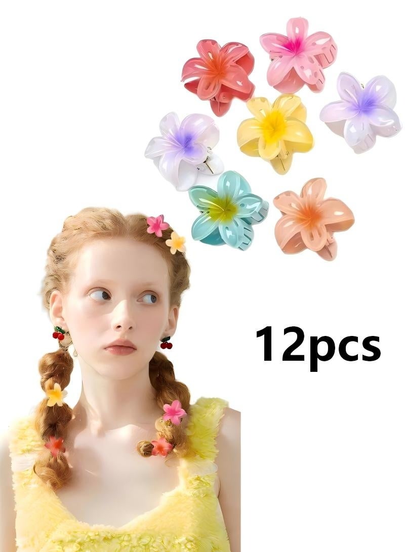 مشابك شعر صغيرة على شكل زهور، 12 قطعة، 1.18 بوصة، مشابك صغيرة لطيفة للنساء والفتيات، تثبيت قوي للشعر الكثيف والخفيف، 6 ألوان - Image 1