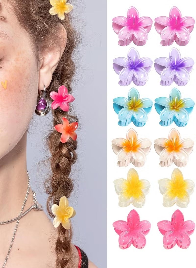 مشابك شعر صغيرة على شكل زهور، 12 قطعة، 1.18 بوصة، مشابك صغيرة لطيفة للنساء والفتيات، تثبيت قوي للشعر الكثيف والخفيف، 6 ألوان - Image 3