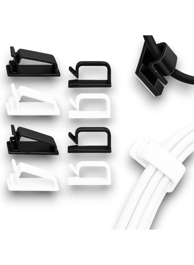 Circuit Green Cable Management Clips 50-Pack (20 Large + 30 Small, Black & White), Self-Adhesive Cord Holders for Desk, Wall & TV – Wire Organizer for USB, Ethernet & Charging Cables