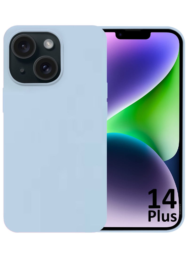 CATANES Silicone Case Cover for Apple iPhone 14 Plus, Slim Protective Cover with Microfiber Lining, Drop Protection - Light Blue - Image 2