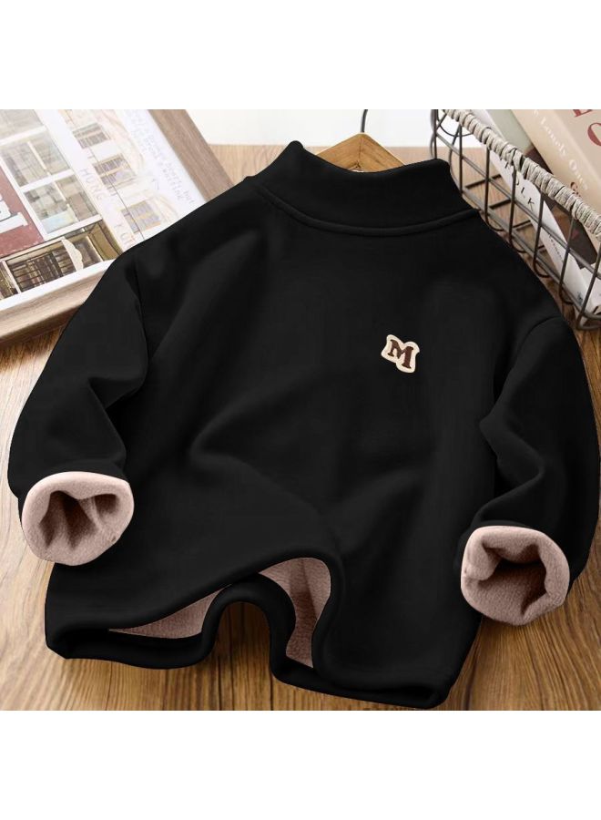 Boys' And Girls' Clothing, New Fashionable Clothes, Long-sleeved Half-turtleneck Fleece-lined Thickeneded Bottoming Shirts For Children And Middle-aged Children