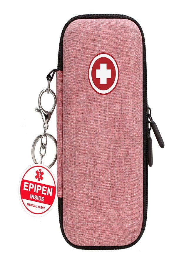 ICIMBI EpiPen Carry Case with Tag, Emergency Medication Organizer Bag Holds 2 EpiPens, Fits Inhaler, Auvi-Q, Anti-Histamine, Allergy Medicine, Travel Medical Pouch - Pink - Image 1