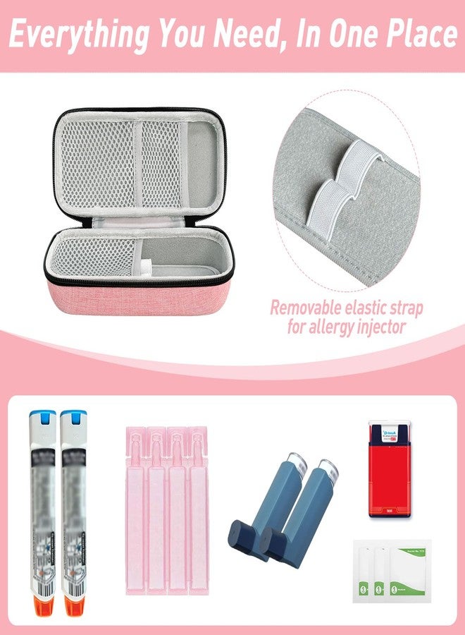 ICIMBI EpiPen Carry Case with Tag, Emergency Medication Organizer Bag Holds 2 EpiPens, Fits Inhaler, Auvi-Q, Anti-Histamine, Allergy Medicine, Travel Medical Pouch - Pink - Image 2