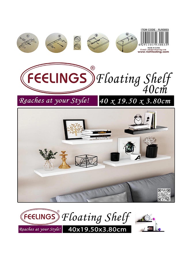 Feelings - FLOATING WALL SHELVES 40CM WHITE SIZE: 40X19.5X3.8CM - Image 1