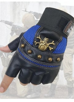 Generic Leather Half Fingers Skull Gloves For Sports activities And Motorcycle  - Image 2
