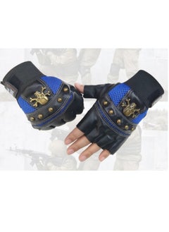 Generic Leather Half Fingers Skull Gloves For Sports activities And Motorcycle  - Image 1