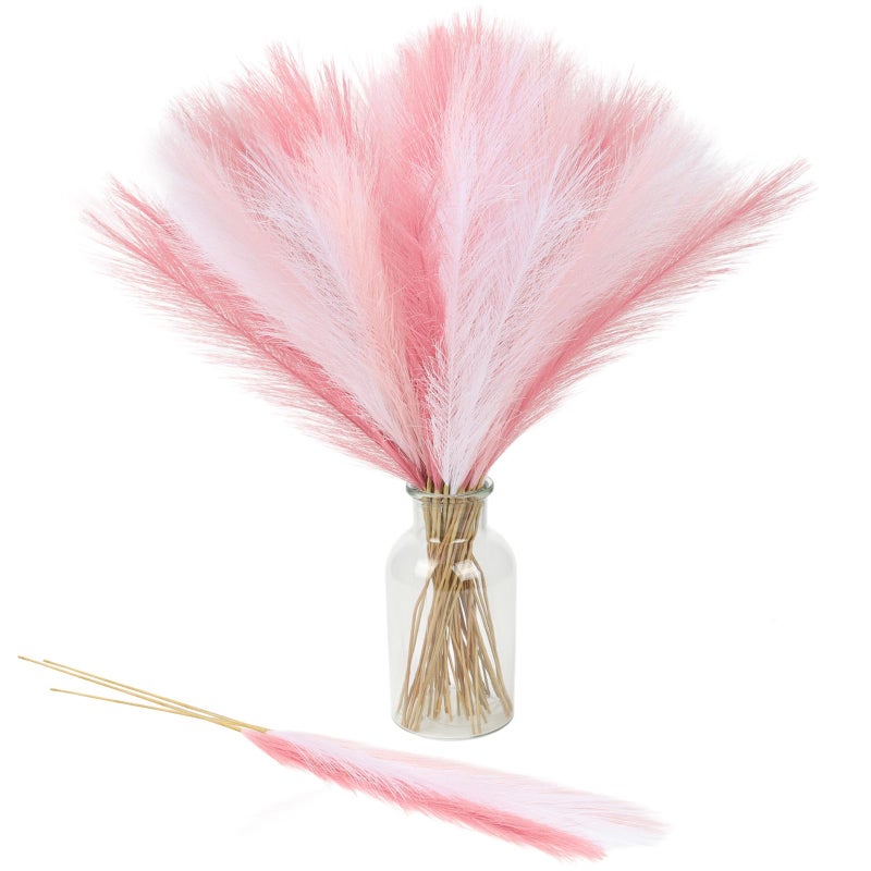 JOLYEAK 30pcs Pampas Grass Decor,21" Artificial Pompous Grass Bulk,Small Vase Filler Pompas Grass for Home Wedding Living Room Wall Party Decoration (White,Dark Pink,Light Pink) - Image 1