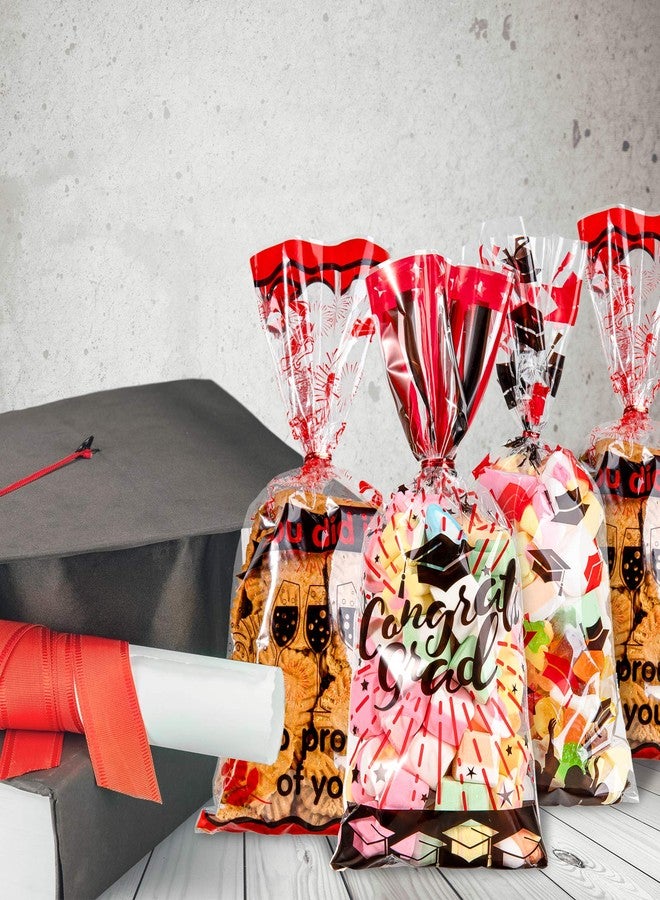 Whaline 150Pcs Graduation Cello Bags, 3 Style Candy Cellophane Bags with Twist Tie, 2026 Congrats Grad Plastic Gift Bag Party Favor Treat Bag for Graduation Party Table Setting (Red Black - Image 5