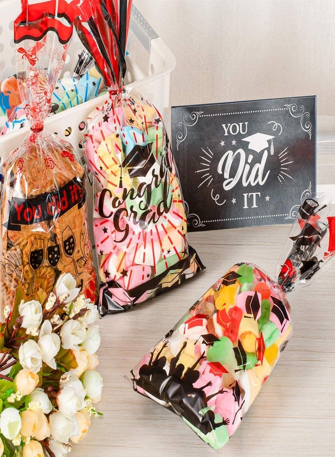 Whaline 150Pcs Graduation Cello Bags, 3 Style Candy Cellophane Bags with Twist Tie, 2026 Congrats Grad Plastic Gift Bag Party Favor Treat Bag for Graduation Party Table Setting (Red Black - Image 4