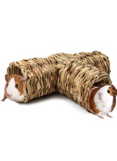 Hamster Grass Tunnel Toy,  Nature's Hideaway Straw House with 3 Open Entrance Tunnels and Tubes Toys for Rats, Syrian Gerbil, Ferrets, Little Rabbit