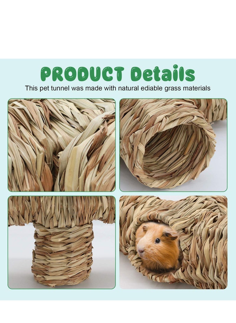 SYOSI - Hamster Grass Tunnel Toy,  Nature's Hideaway Straw House with 3 Open Entrance Tunnels and Tubes Toys for Rats, Syrian Gerbil, Ferrets, Little Rabbit - Image 1