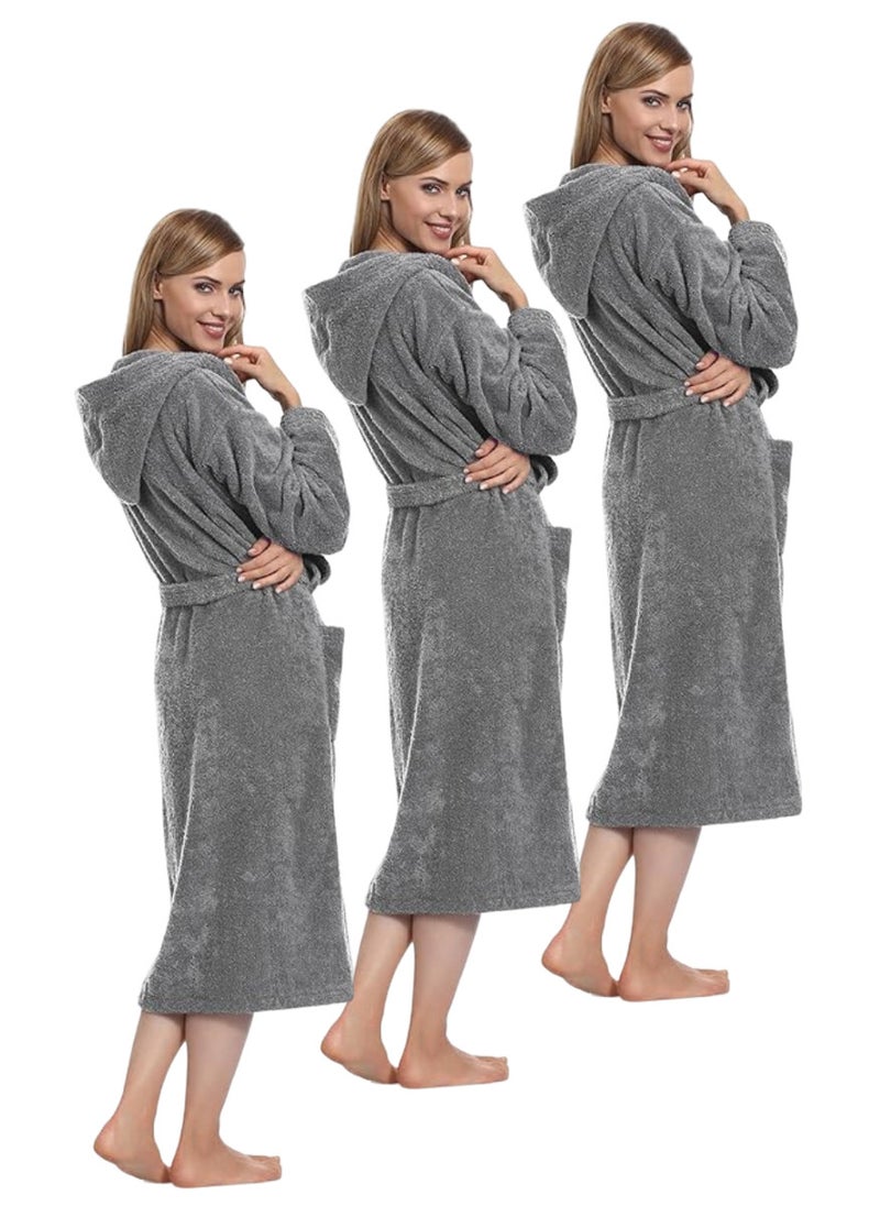 White Rose 3 Pieces Grey Color Unisex Spa Terry Dressing Gown Small size - Image 1