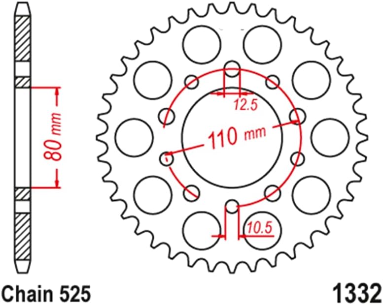 QASULER 525 Motorcycle Rear Sprocket Gear - Image 2