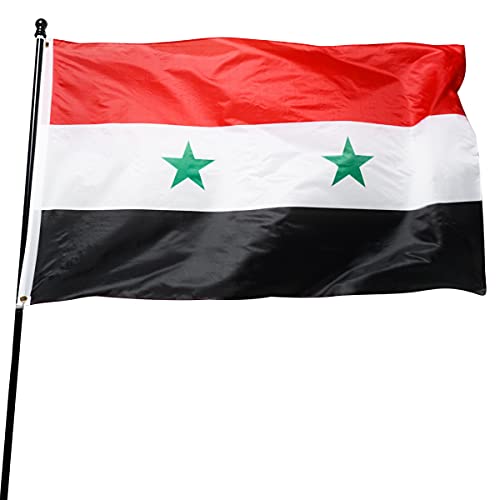 DANF FLAG Syria Flag 3x5ft Two Stars Printed Polyester Flag with Grommets - Image 1