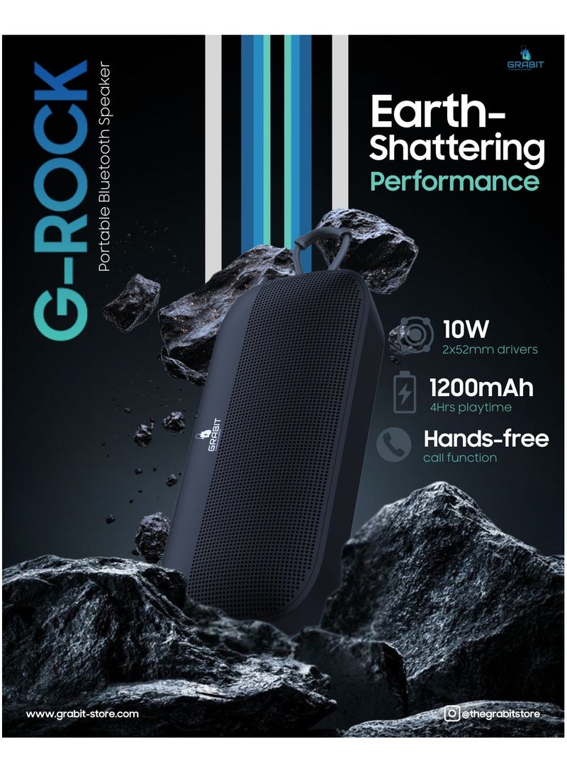 GRABIT G-ROCK 5W Bluetooth Speaker – Compact, Powerful Stereo, 3-4H Playtime  - Image 2