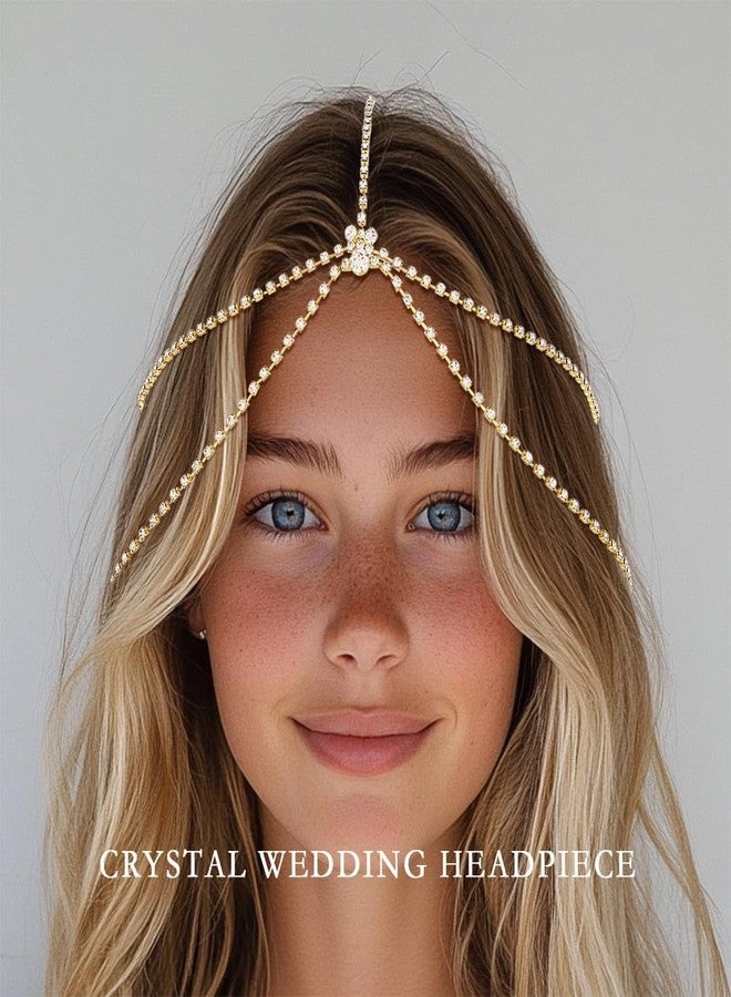 Fdesigner إكسسوار رأس كريستال ذهبي من Fdesigner للمجوهرات، تاج رأس مزين بالأحجار الكريمة للنساء، إكسسوار شعر ساحر - Image 4