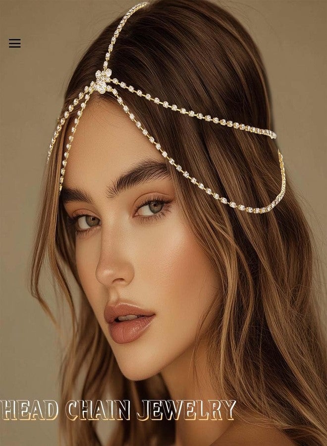 Fdesigner إكسسوار رأس كريستال ذهبي من Fdesigner للمجوهرات، تاج رأس مزين بالأحجار الكريمة للنساء، إكسسوار شعر ساحر - Image 3