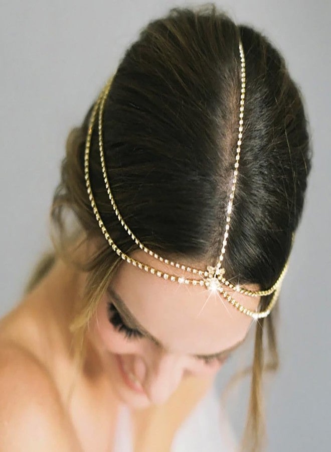 Fdesigner إكسسوار رأس كريستال ذهبي من Fdesigner للمجوهرات، تاج رأس مزين بالأحجار الكريمة للنساء، إكسسوار شعر ساحر - Image 5