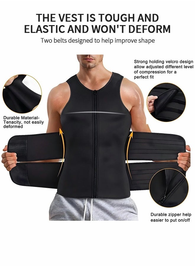 Men's Waist Trainer Sauna Vest Weight Loss Body Shaper Sweat Vest for Men with Double Belt and Zipper, Corset Plus Size L - pzsku/ZFBBC1D252C7DEED263ABZ/45/_/1716518118/40784807-a092-47e3-b197-0a558f8e1b14