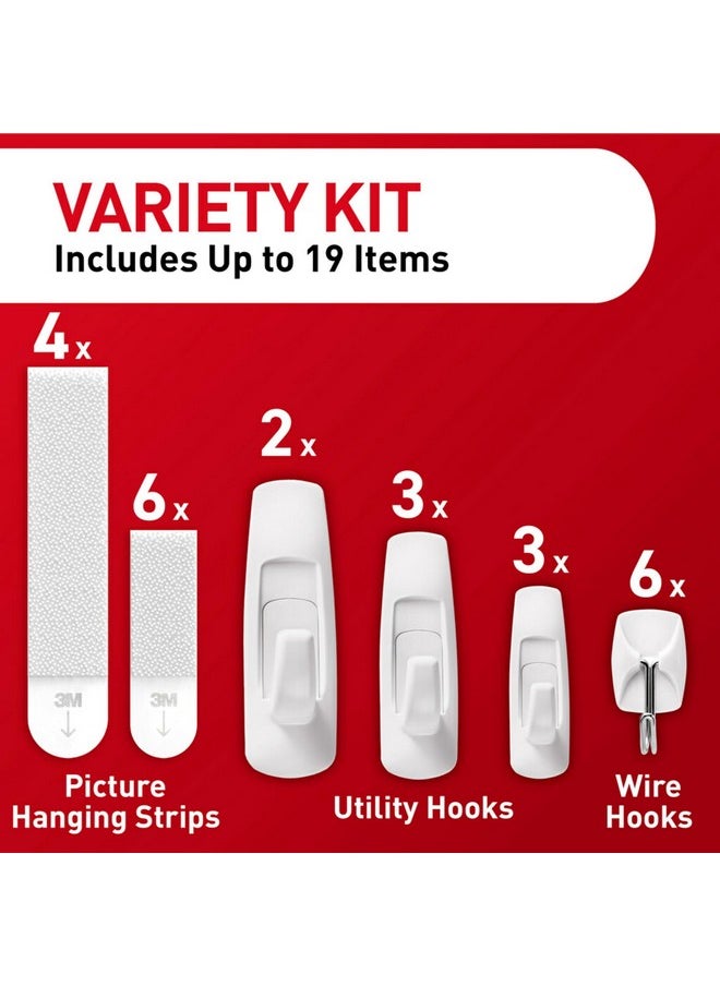 Command - Command Variety Pack, Including 10 Pairs of Picture Hanging Strips, 6 Wire Hooks and 8 Utility Hooks for Hanging Christmas Decorations, Damage Free Hanging Up to 19 Items with Command Strips, 1 Kit - Image 1