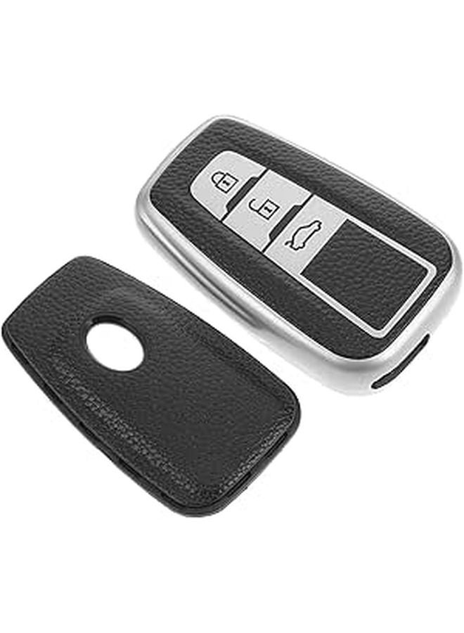Leather Texture TPU Key Fob Case Cover Protector For 3 Button Remote Automotive - Image 1
