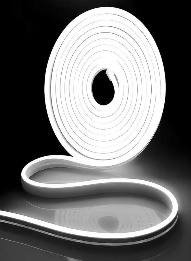 BUDWILL Silicone 5-Meter White Neon Light Strip with 600 LEDs and 12V Adapter Ideal for Wall Decorations, Parties, Celebrations, Bars, and Custom Neon Displays (Pack of 1) - Image 1