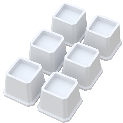Whynonap Bed Risers 3 Inch Heavy Duty Bed Elevators, Set of 6 Lifts Up 3,000 lbs Furniture Riser for Sofa and Table, White - Image 1