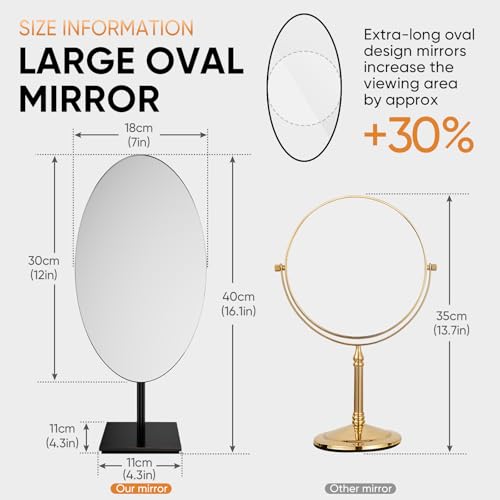 GURUN Large Oval Tabletop Vanity Mirror 7x12 Oil Rubbed Bronze Luxuries Makeup Mirror with Stand for Jeweller's M2017-ORB for Women Mom - Image 2