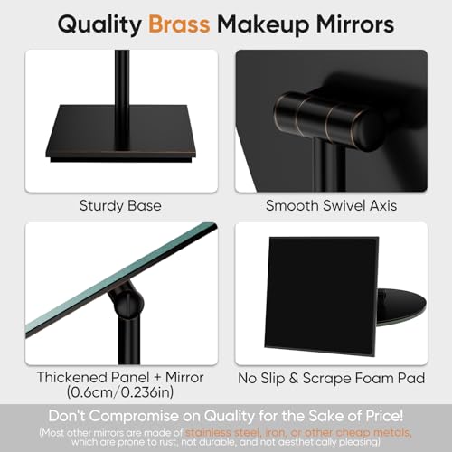 GURUN Large Oval Tabletop Vanity Mirror 7x12 Oil Rubbed Bronze Luxuries Makeup Mirror with Stand for Jeweller's M2017-ORB for Women Mom - Image 3