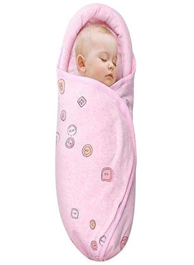 Knirose Organic Cotton Baby Swaddle Blankets, Unisex Baby Blanket Wrap for Newborn Baby Boys Girls, Skin Friendly Wearable Swaddling Sleep Sack Calms Startle Reflex (Button, Peachpink, 0-3 Months) - Image 1