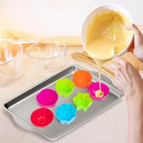 R HORSE 42 Pack Silicone Cupcake Molds - 2 Inch Mini Size Multi Flower-Shaped Baking Cups Non-Stick Donut Wrapper Mold Wrappers Holders Muffin Liners Washable for Pan Oven Microwave Dishwasher - Image 4