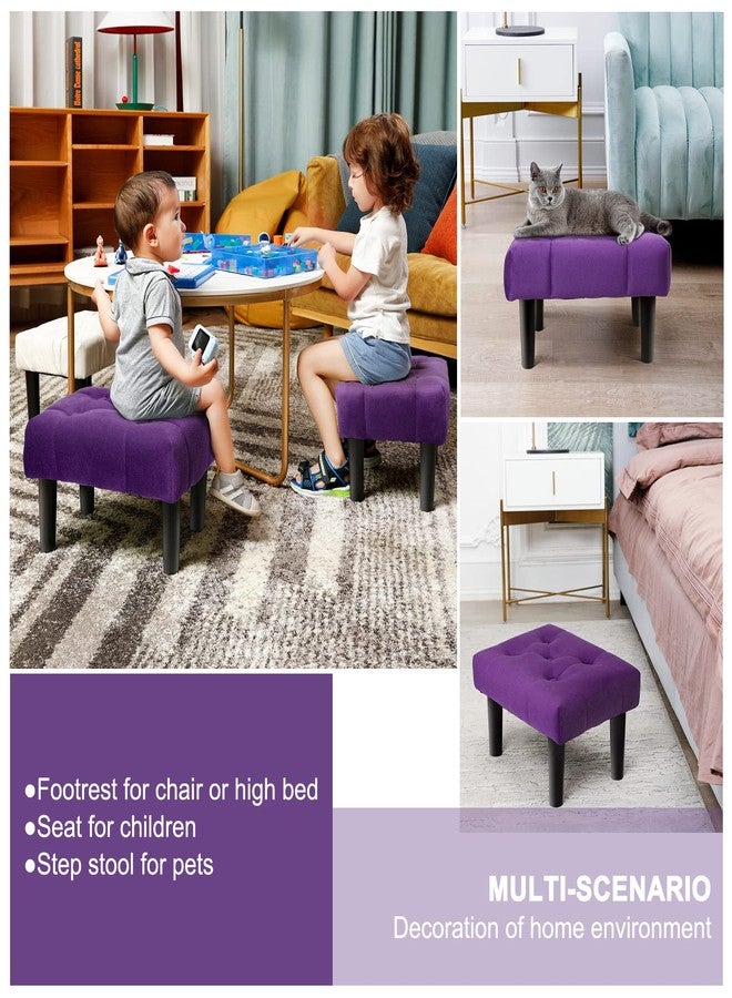 HOUCHICS Small Footstool Ottoman, Velvet Wooden Foot Stool Ottoman with Wood Legs, Sofa Footrest Extra Seating for Living Room Entryway Office(Purple 1PACK) - Image 5