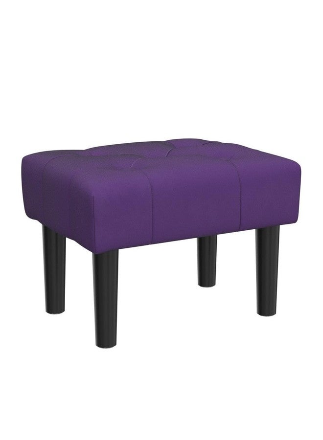 HOUCHICS Small Footstool Ottoman, Velvet Wooden Foot Stool Ottoman with Wood Legs, Sofa Footrest Extra Seating for Living Room Entryway Office(Purple 1PACK) - Image 4