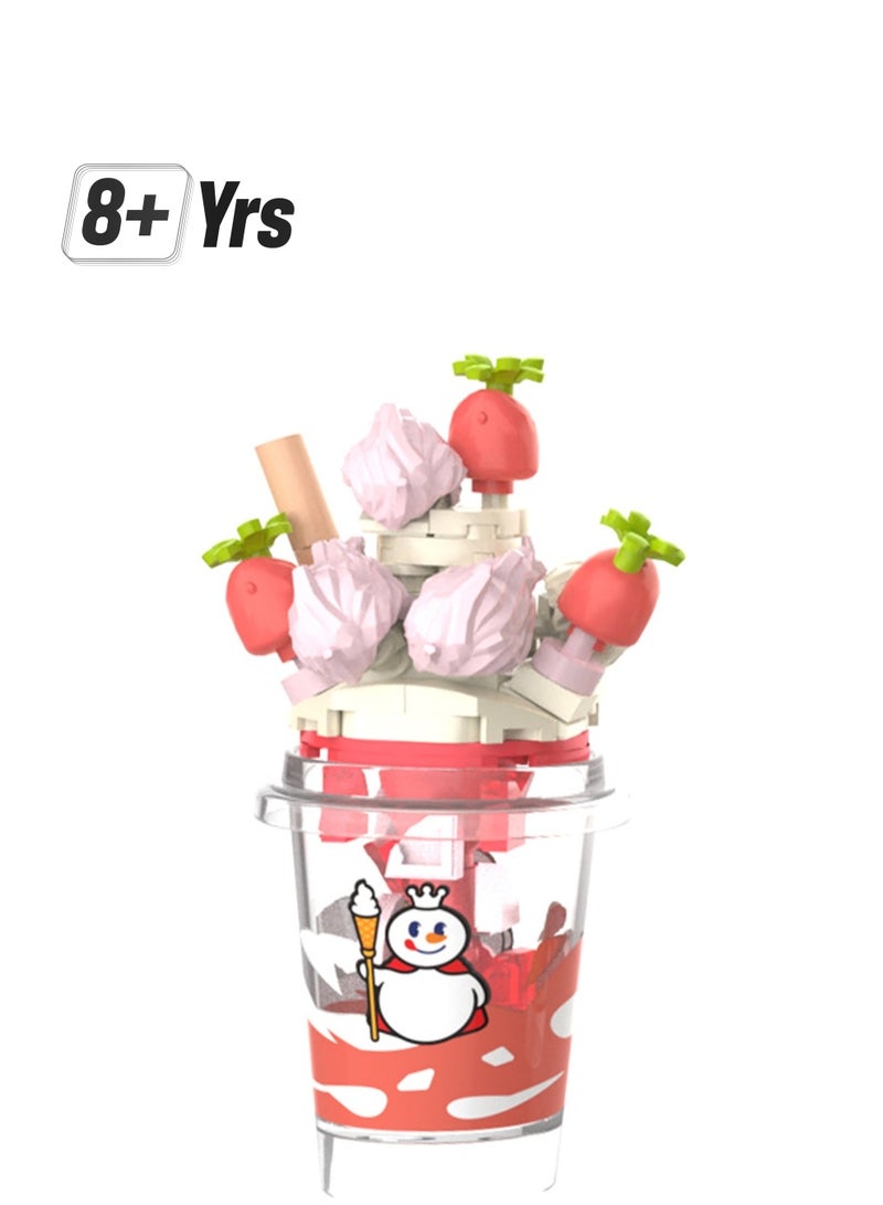 Strawberry Tea, Fruit Milk Tea Beverage Assembly Model Ornaments Building Block Toys, Children'S Educational Assembly Gifts - Image 1