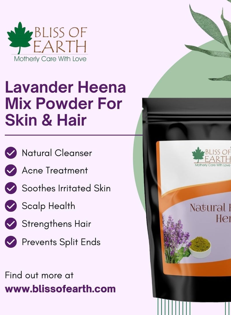 BLISS OF EARTH Herbal Henna for Hair: Rose & Lavender Special Combo Blended with Herbs Amla, Neem, Babul Gum, & Essential Oils for Long Lasting Hair Color, Hair Nourishment & Health – Pack of 2 x 100g - Image 3